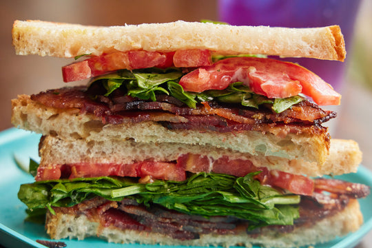 Candied Bacon BLT on Focaccia