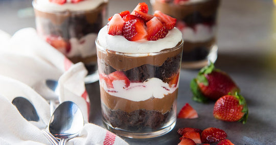 Strawberries + Cream Brownie Parfaits