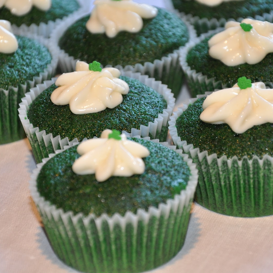 Green Velvet Jam Stuffed Cupcakes